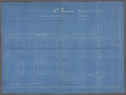 Projet de construction du corps C2, élévation sur la cour.