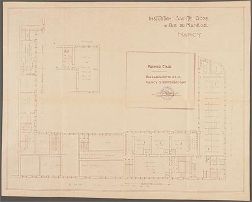 Projet d'aménagement des corps A, B, C, plan du 1er étage.