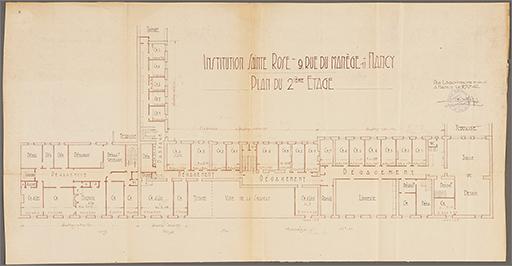 Projet d'aménagement des corps A, B, C, plan du 2e étage.
