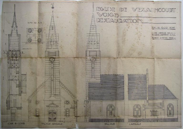 Projet des architectes Ogé et Gilbert pour l'église, élévations