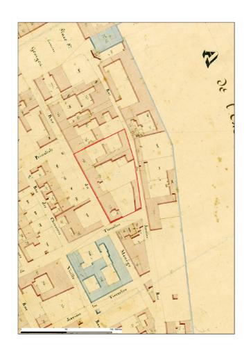 Extrait (annoté) du plan cadastral de 1830.