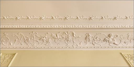 Adoucissement de plafond, détail du décor.