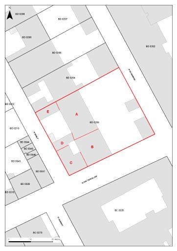 Plan de masse (extrait cadastral annoté).
