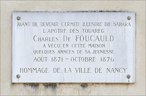 Plaque commémorative de Charles de Foucauld.