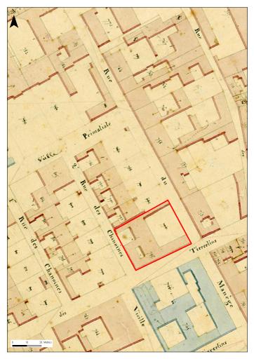 Extrait (annoté) du plan cadastral de 1830.