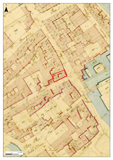 Extrait (annoté) du plan cadastral de 1830.