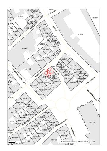 Plan de masse (extrait cadastral annoté).