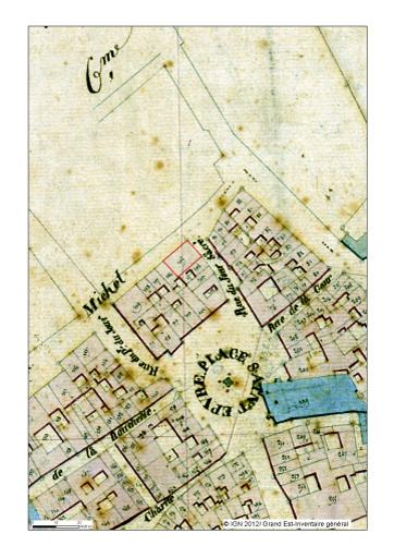 Extrait (annoté) du plan cadastral de 1830.