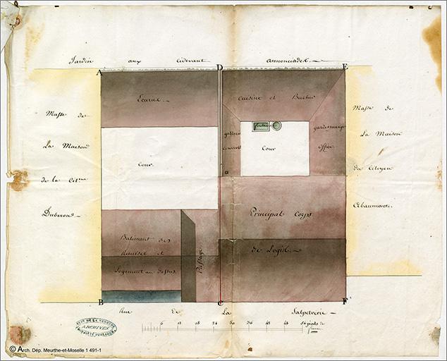 Plan masse du bâtiment dressé en 1794.