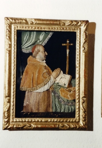 Ensemble de 2 tableaux : saint Charles Borromée, Notre-Dame de Passo