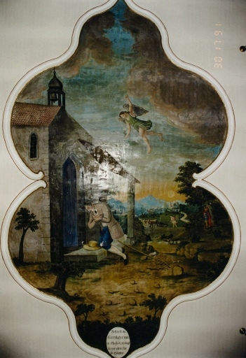 Peinture monumentale : saint Isidore en prière