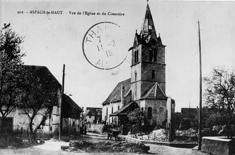 Vue de l'église en 1915, avant sa destruction totale.