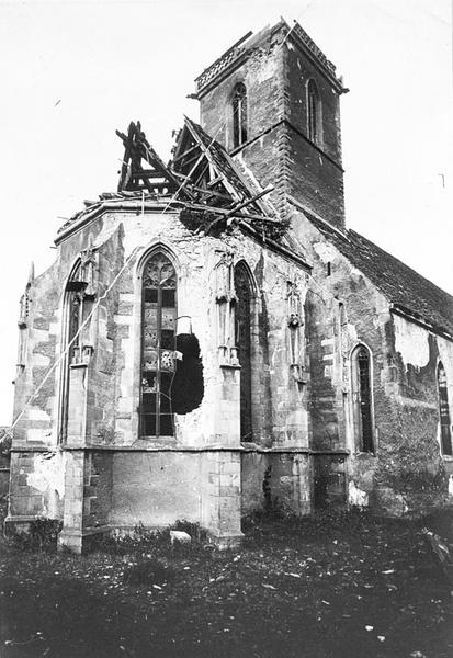 Vue du choeur depuis le nord-est, après 1918.