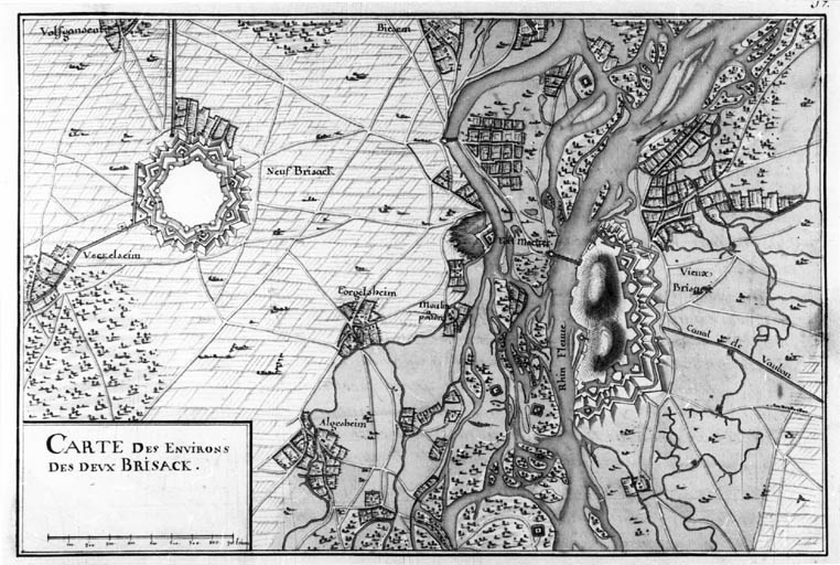 Carte des environs des deux Brisach, extrait de l'atlas de Maréchal.
