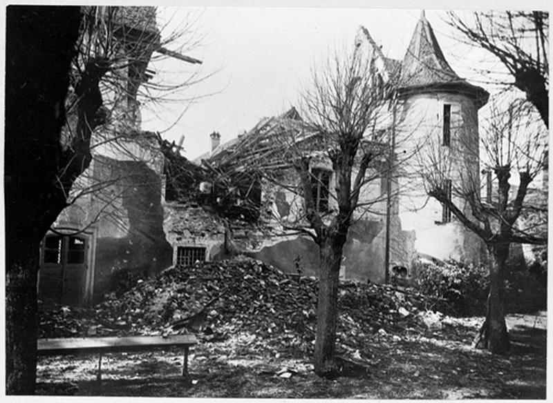 Façade nord, vue de la partie détruite, après 1918.