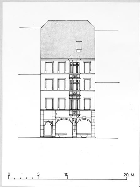 Plan d'élévation de la façade donnant sur la rue.