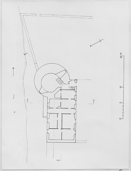 Tour des Sorcières et maison du 13 rue A. Jacquot. Plan au premier étage de la tour et au rez de chaussée de la maison.