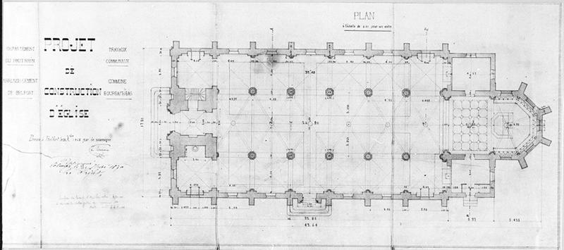 Vue d'un projet de reconstruction de l'église.