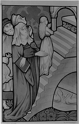 Vue du panneau 6b : présentation de la Vierge au temple.