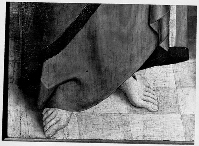 Volet 1, face : Les pieds du Christ.(détail)