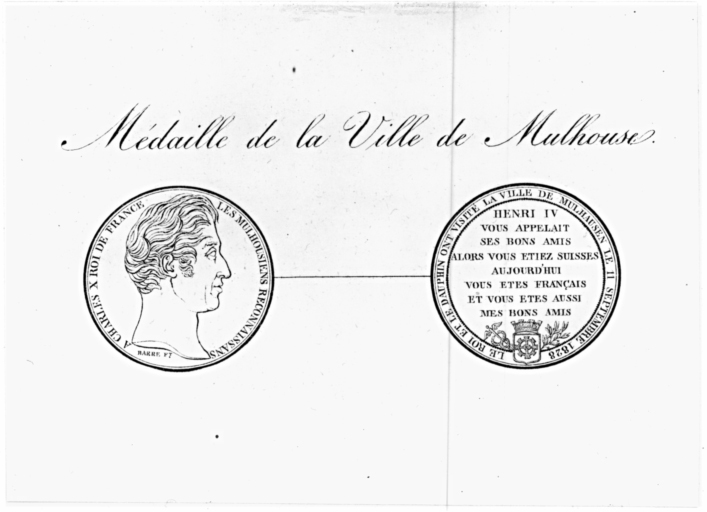 Médaille de la ville de Mulhouse, émise lors du voyage du roi Charles X en 1828.