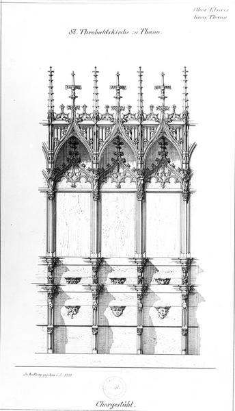 Relevé avant la restauration des stalles, côté Evangile.