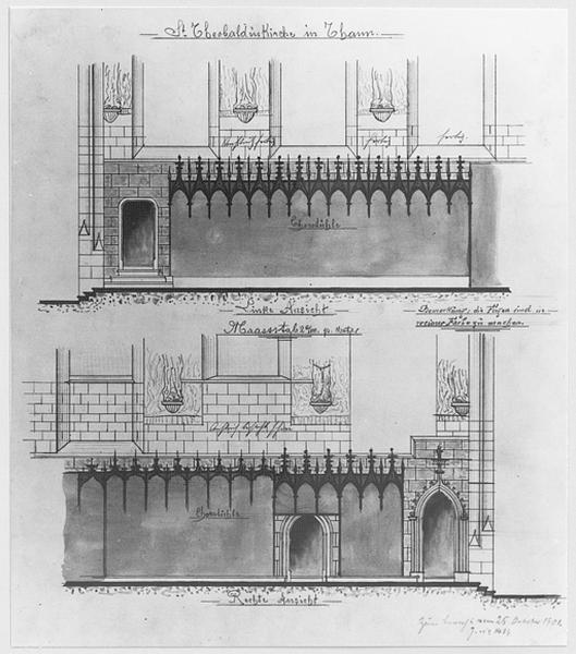 Projet pour la peinture des murs du choeur au dessus des stalles.