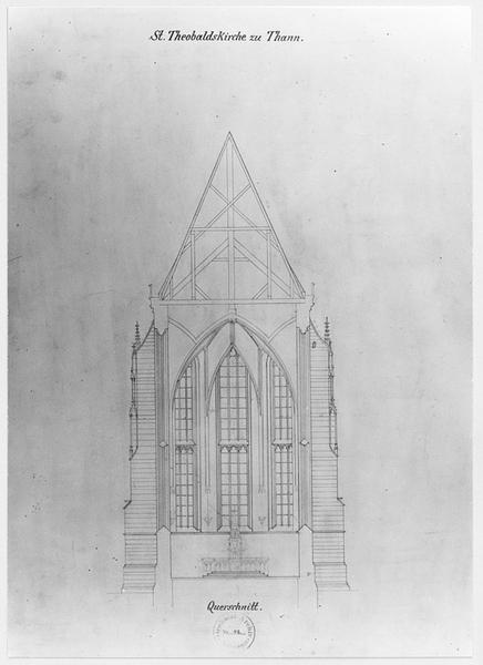 Coupe transversale sur le choeur : projet de restauration.