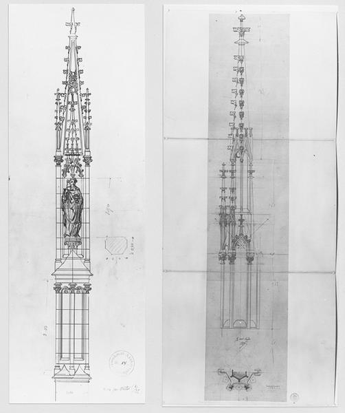 Projet pour un pinacle couronnant un arc-boutant de la nef.