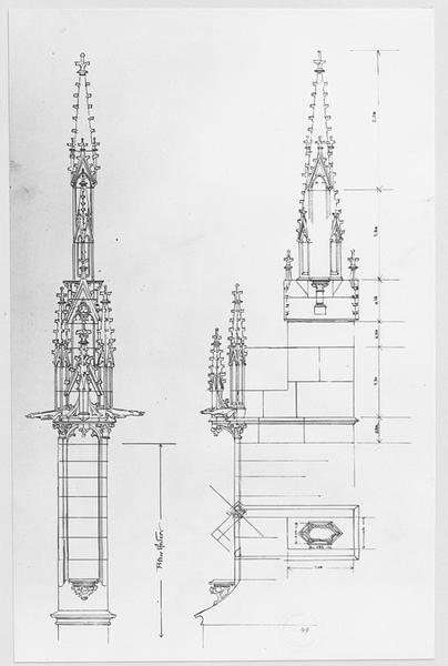 Projet pour un pinacle couronnant un arc-boutant sud-ouest de la nef.