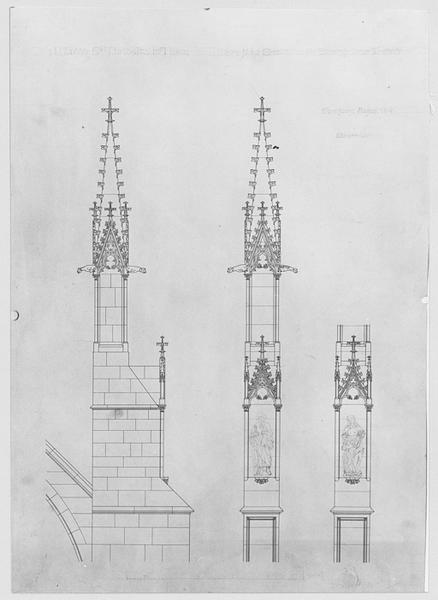 Esquisses pour deux statues situées sur les pinacles de la façade sud.