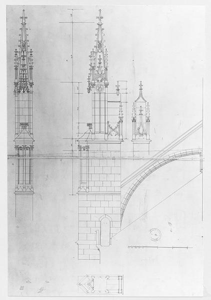 Projet pour un pinacle couronnant un arc-boutant de la nef.