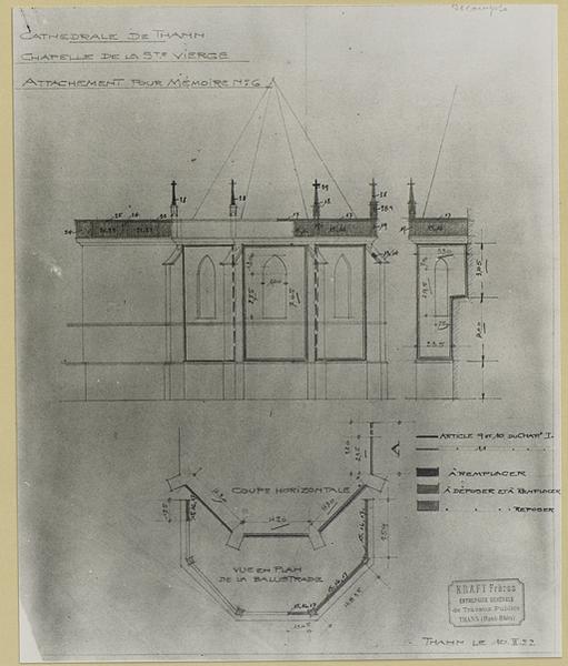 Projet de restauration de la chapelle de la Vierge, après la guerre de 1914-1918.