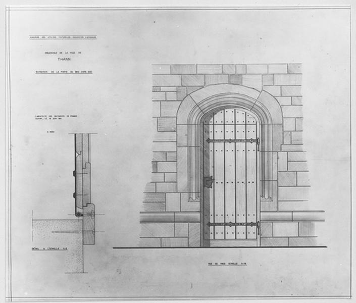 Projet de restauration de la porte du bas côté sud (extérieur).