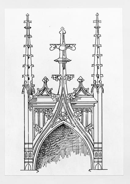 Couronnement d'un gâble, avant restauration.