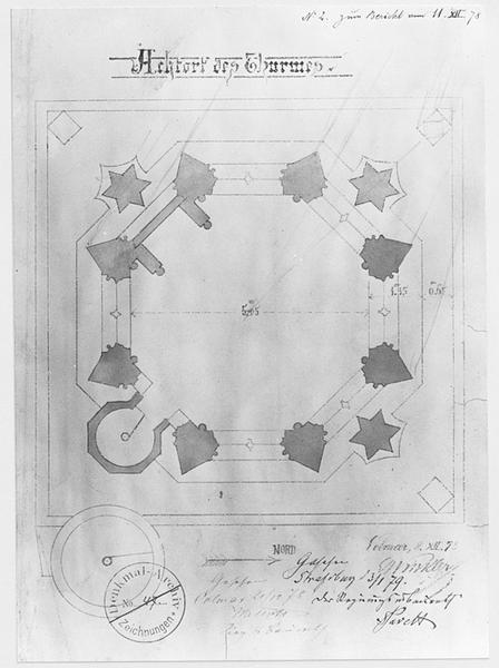 Plan de l'octogone de la tour nord.