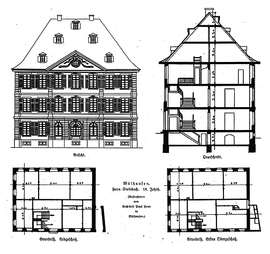 Plans, coupe et élévation.