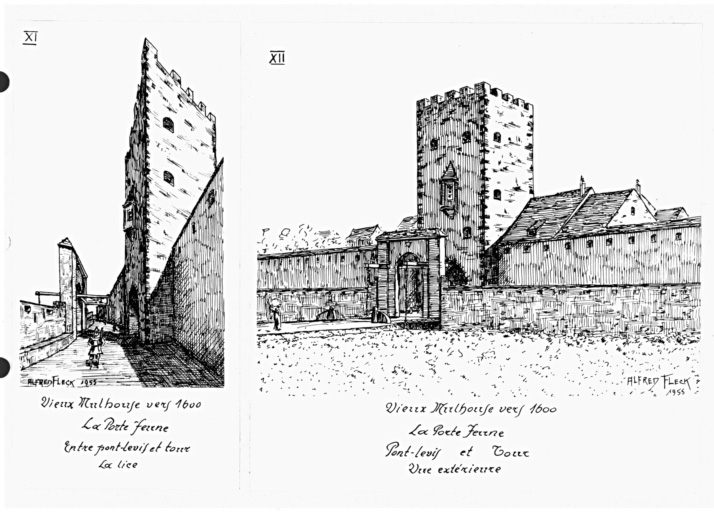 Reconstitution de deux vues de la porte Jeune.