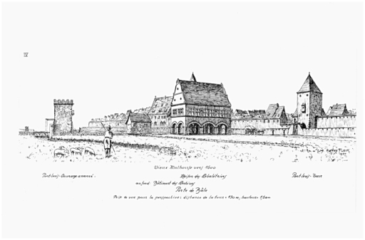 Reconstitution du mur d'enceinte et de la maison de tir des arbalétriers.