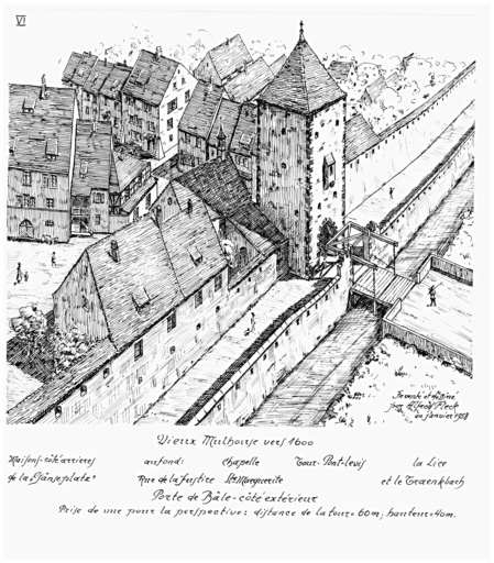 Reconstitution de la porte de Bâle et du mur d'enceinte.