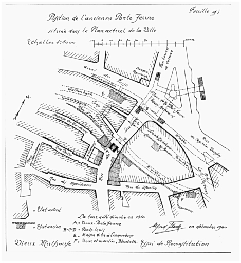 Reconstitution du mur d'enceinte et de la porte Jeune.