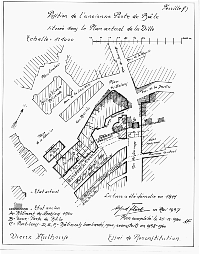 Reconstitution du mur d'enceinte et de la porte de Bâle.