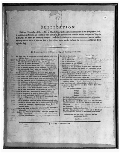 Liste des propriétés de la ville de Mulhouse mise en vente en 1798, à la suite de la réunion de cette ville avec la République française.