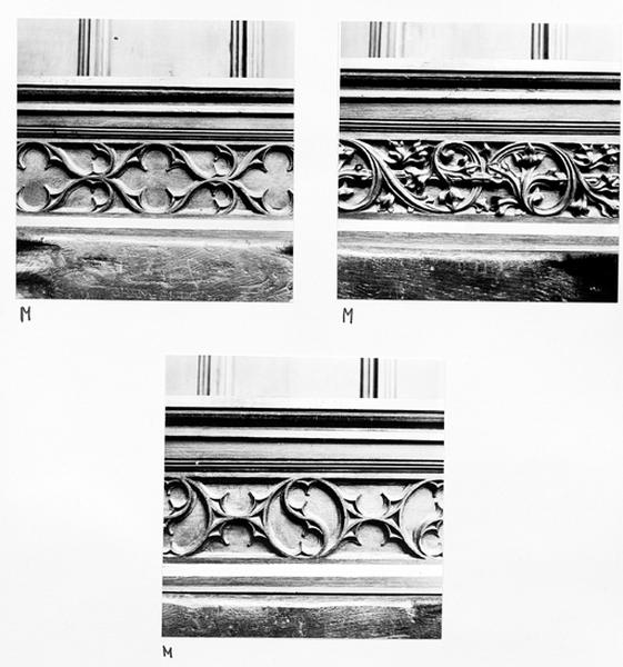 Mur nord, stalles basses, 2è groupe : frise ornant les dossiers des stalles 1 et 2.