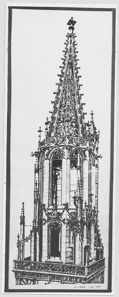 Flèche de la tour nord relevée par R. Kirner en 1962.