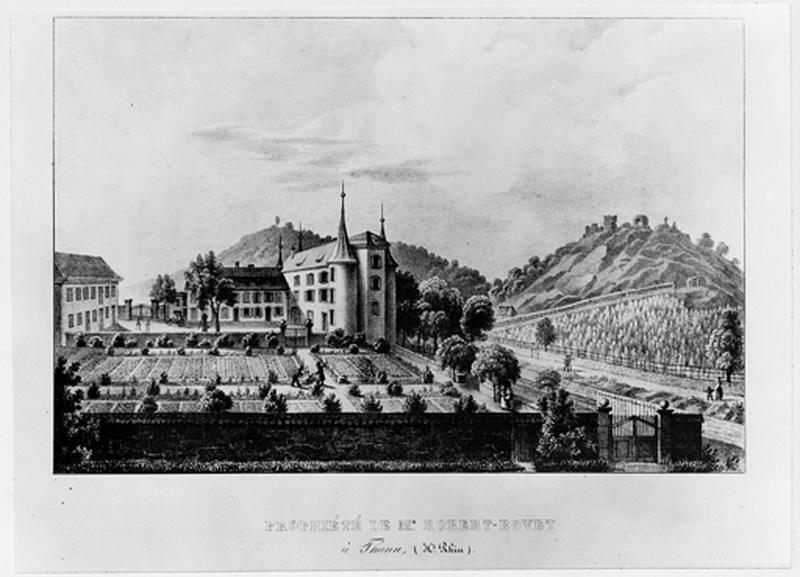 Le château des Reinach utilisé pour une fabrique d'indiennes par M. Robert - Bovet.