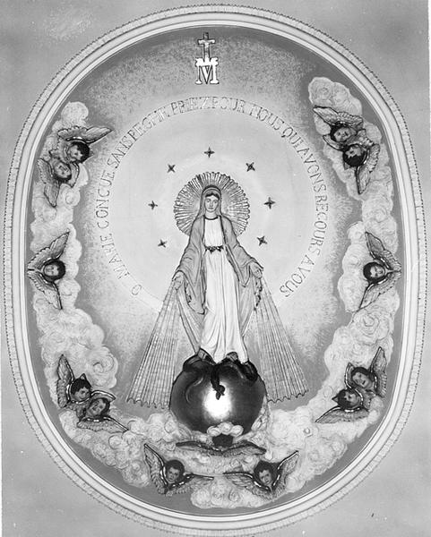 Vue du plafond de la nef : Immaculée Conception.