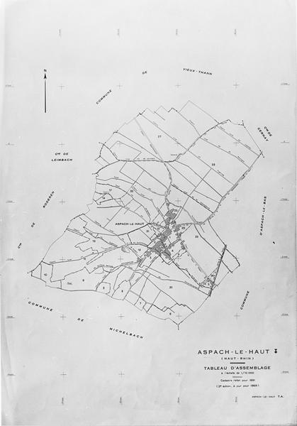 Vue du tableau d'assemblage du plan cadastral.