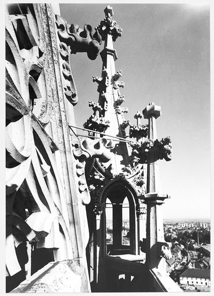 Tour nord, 6ème étage (étage de la flèche), sommet de la tourelle d'escalier sud-est.