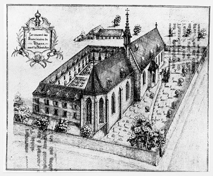 Reconstitution du couvent avant la démolition de la chapelle.